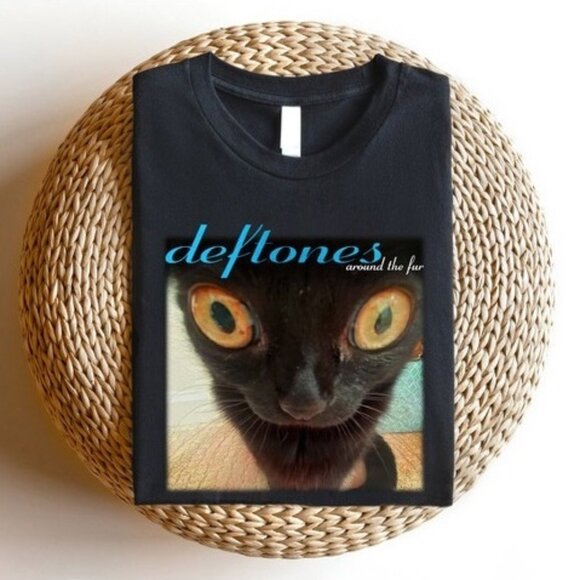 Deftones Around The Fur Cat T Shirt Alt Rock Band Graphic Fan Gift Retro Vintage - Picture 1 of 5
